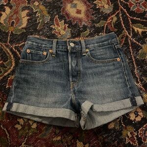 Levi's Blue Jean Shorts with Cuffed Hem